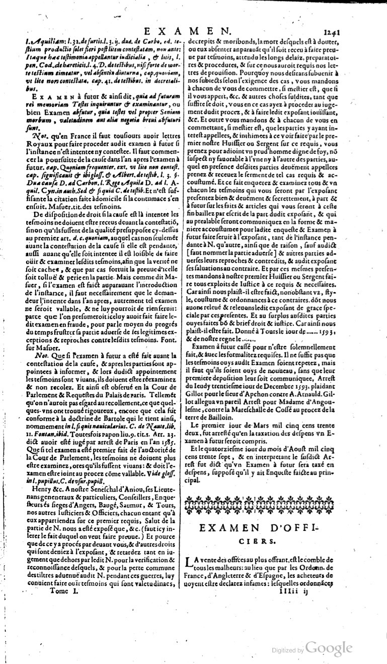1629 - Veuve Nicolas Buon - Trésor du droit français (21754 T. 1) - BM Lyon