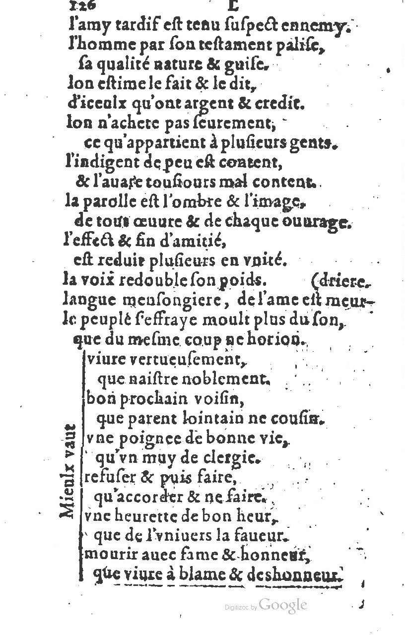 1581 - Nicolas Bonfons  - Trésor des sentences dorées - Princeton