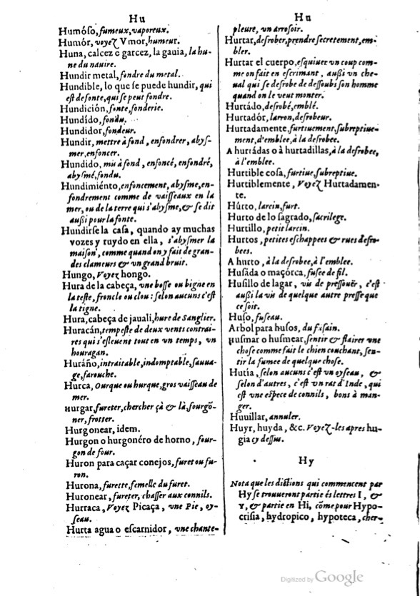1621 - Adrian Tiffaine - Trésor des deux langues espagnole et française - BM Lyon