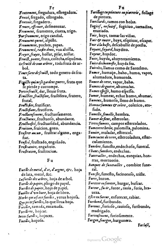 1621 - Adrian Tiffaine - Trésor des deux langues espagnole et française - BM Lyon