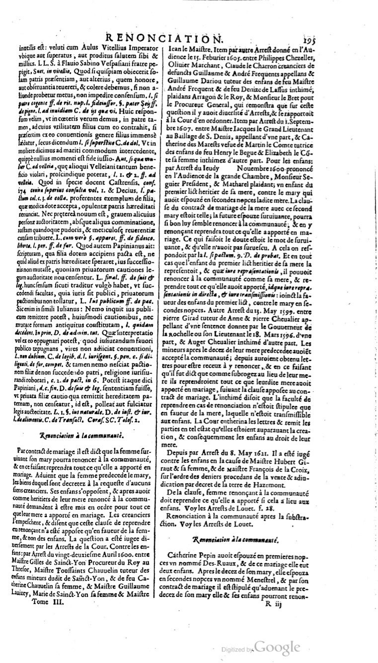1629 - Veuve Nicolas Buon - Trésor du droit français (21754 T. 3) - BM Lyon