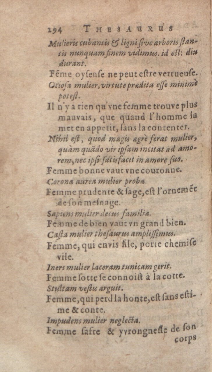 1612 - Dominicus Custos - Trésor des proverbes français  - Bibliopol-Olomuc