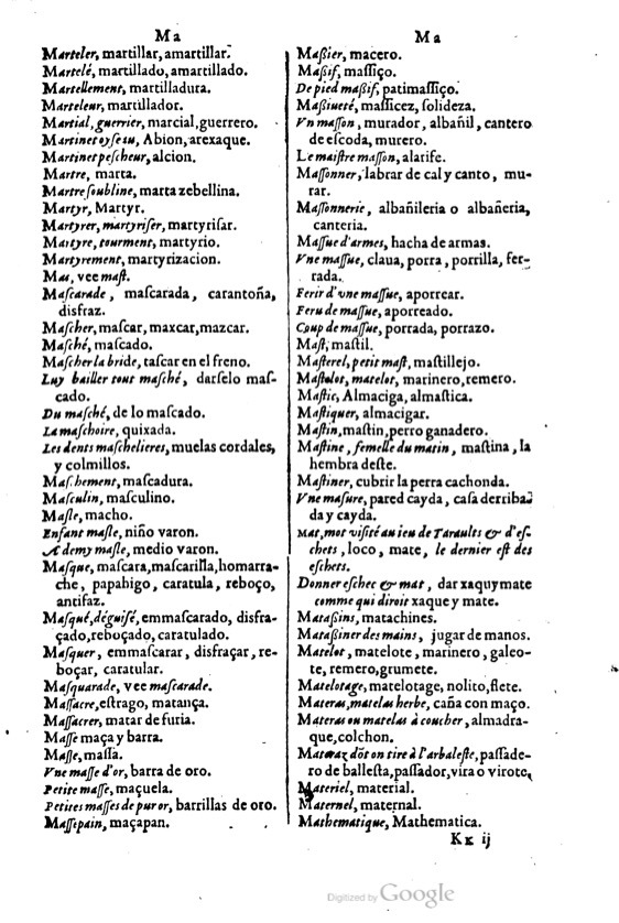 1621 - Adrian Tiffaine - Trésor des deux langues espagnole et française - BM Lyon
