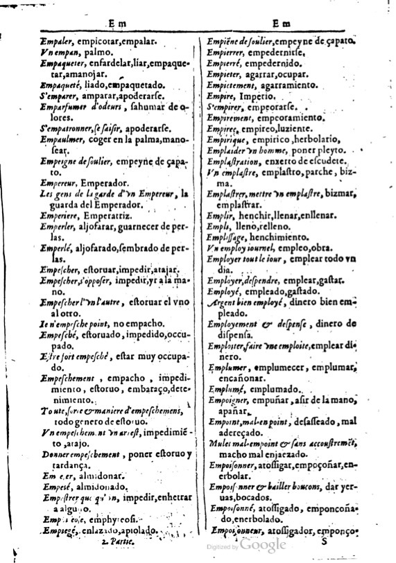 1616 - Veuve Marc Orry - Trésor des deux langues espagnole et française (Première et Seconde parties) - BM Lyon