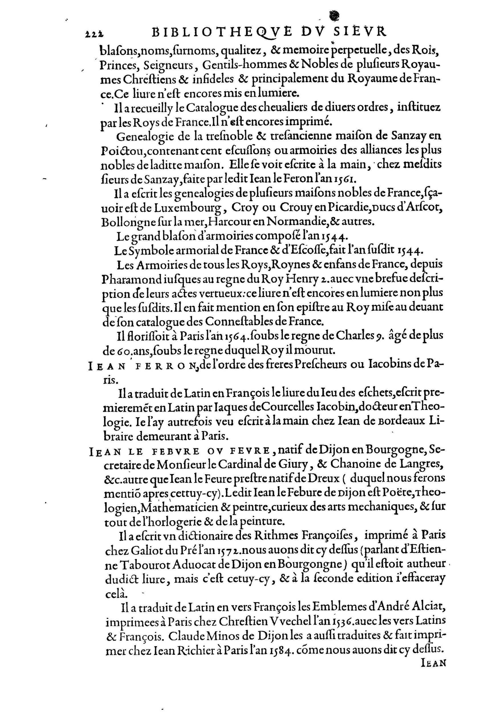 1584 - Abel L&#039;Angelier - Bibliothèques françaises - BnF