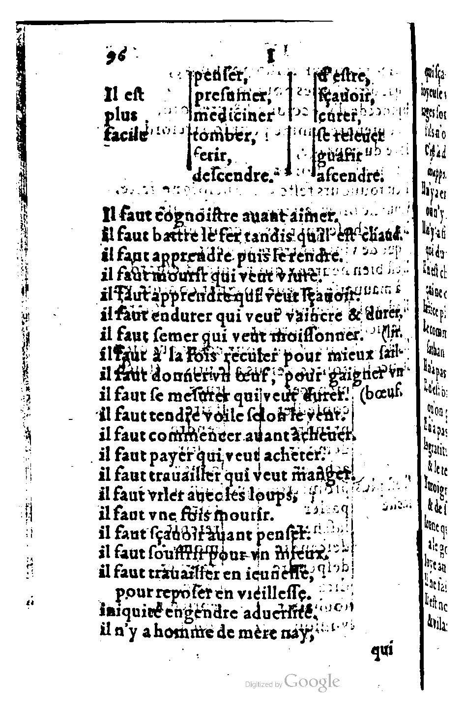 1582 - Nicolas Bonfons - Trésor des sentences dorées - BM Lyon