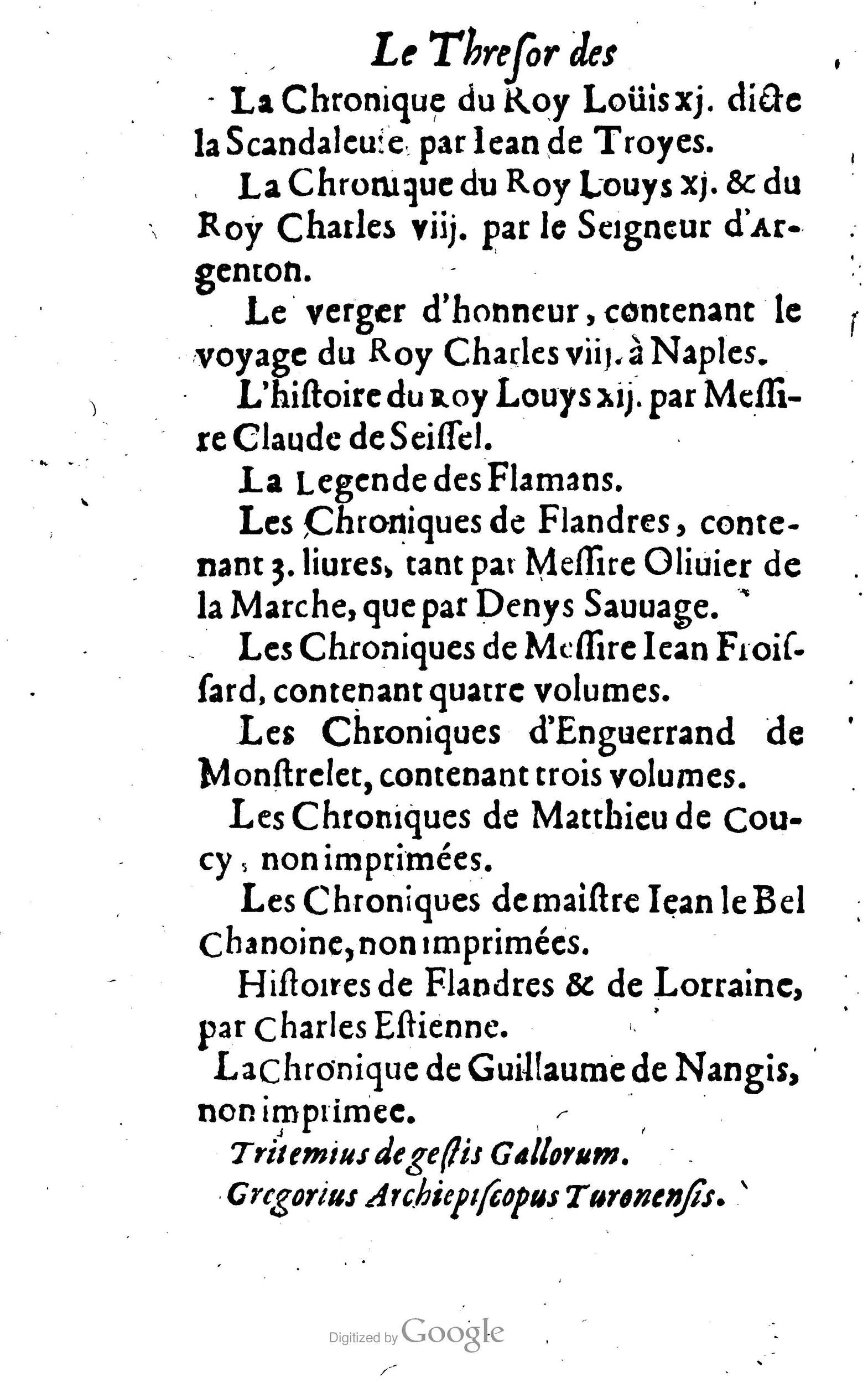 1638 - Jean Corrozet - Trésor des histoires de France - BM Lyon