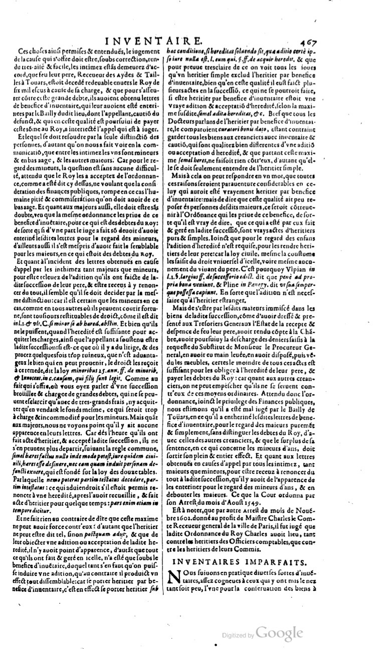 1629 - Veuve Nicolas Buon - Trésor du droit français (21754 T. 2) - BM Lyon
