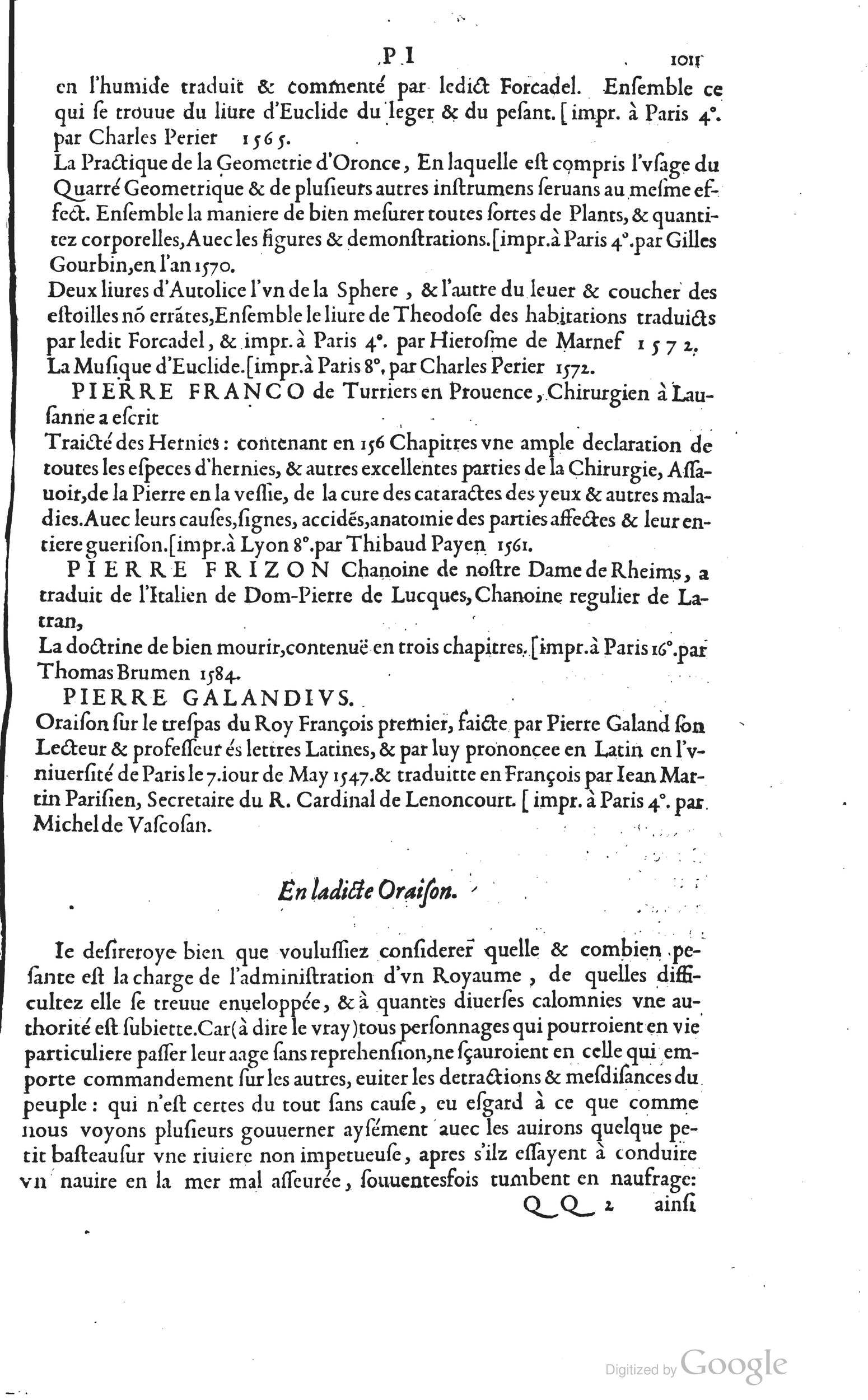 1585 - Barthélemy Honorat - Bibliothèques françaises - BSB Munich