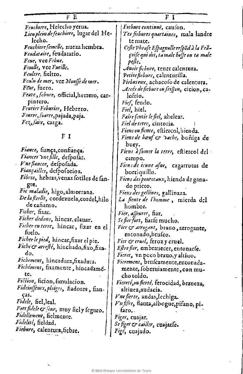 1607 - Marc Orry - Trésor des deux langues espagnole et française (Première et Seconde parties) - BU Tours