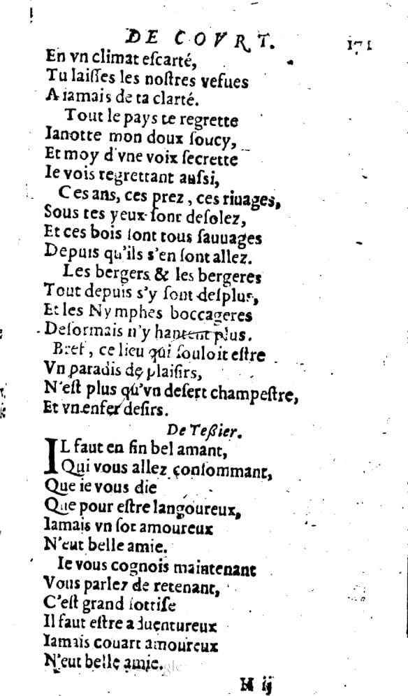 1606 - Théodore Reinsart - Trésor des chansons amoureuses recueillies des plus excellents airs de cour - Livre I - NK ČR Prague