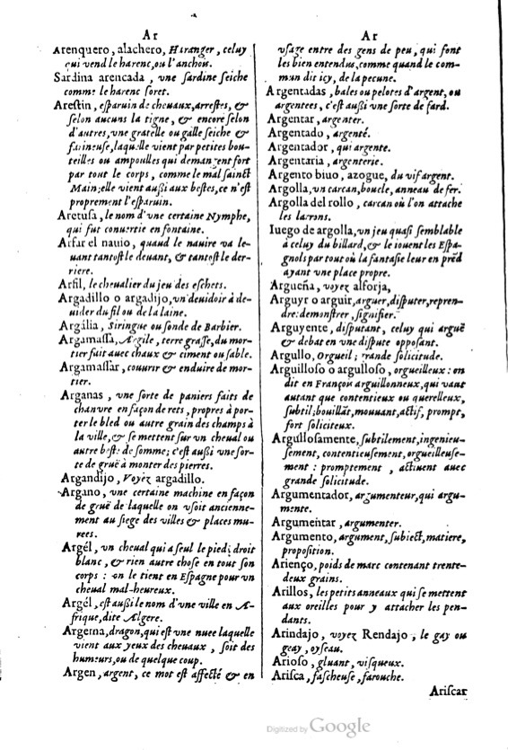 1621 - Adrian Tiffaine - Trésor des deux langues espagnole et française - BM Lyon