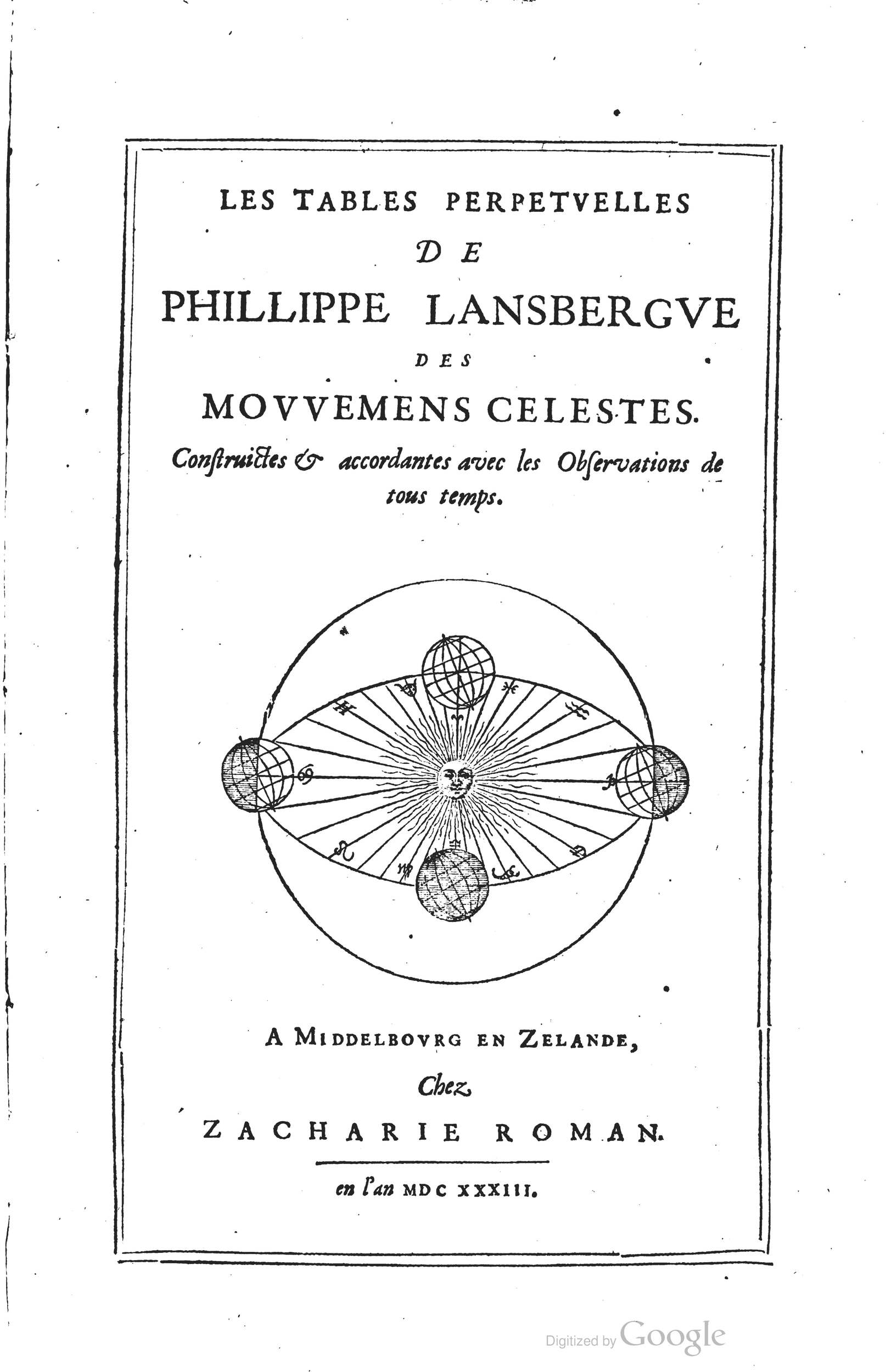 1634 - Zacharie Roman - Les Tables perpétuelles - Universiteit Leiden