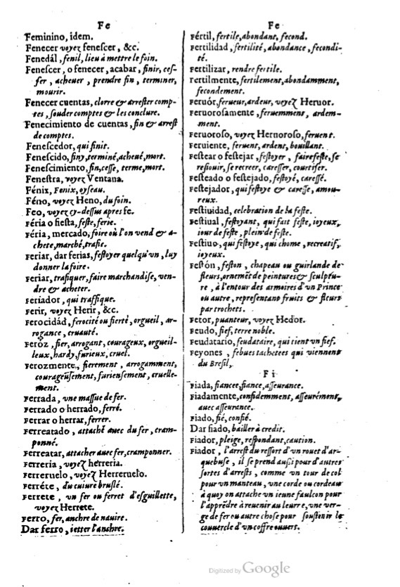 1621 - Adrian Tiffaine - Trésor des deux langues espagnole et française - BM Lyon