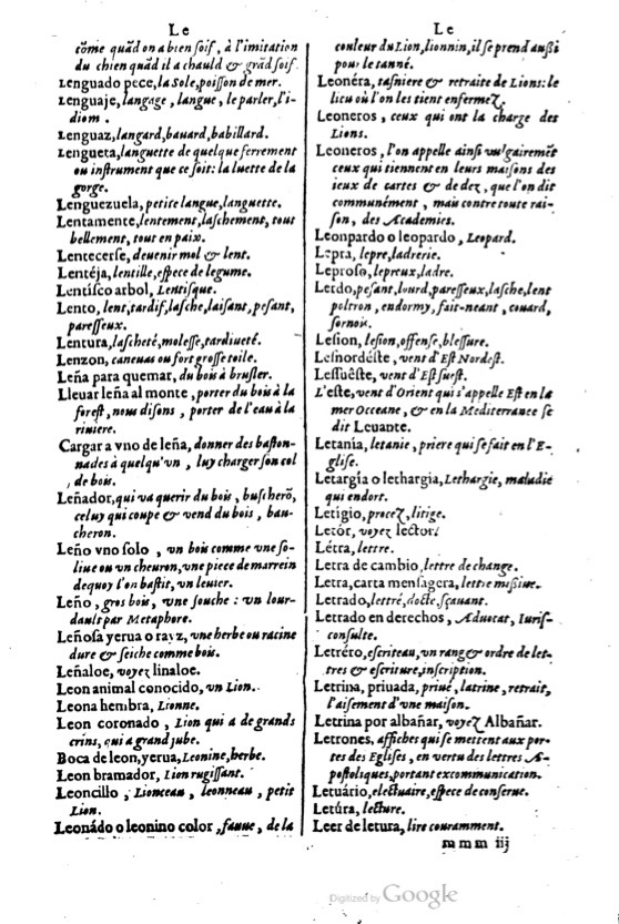 1621 - Adrian Tiffaine - Trésor des deux langues espagnole et française - BM Lyon