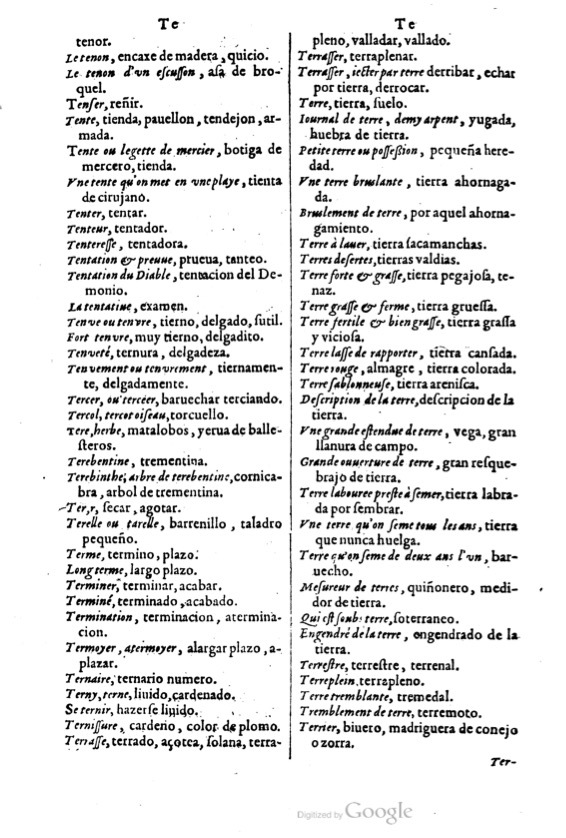 1621 - Adrian Tiffaine - Trésor des deux langues espagnole et française - BM Lyon
