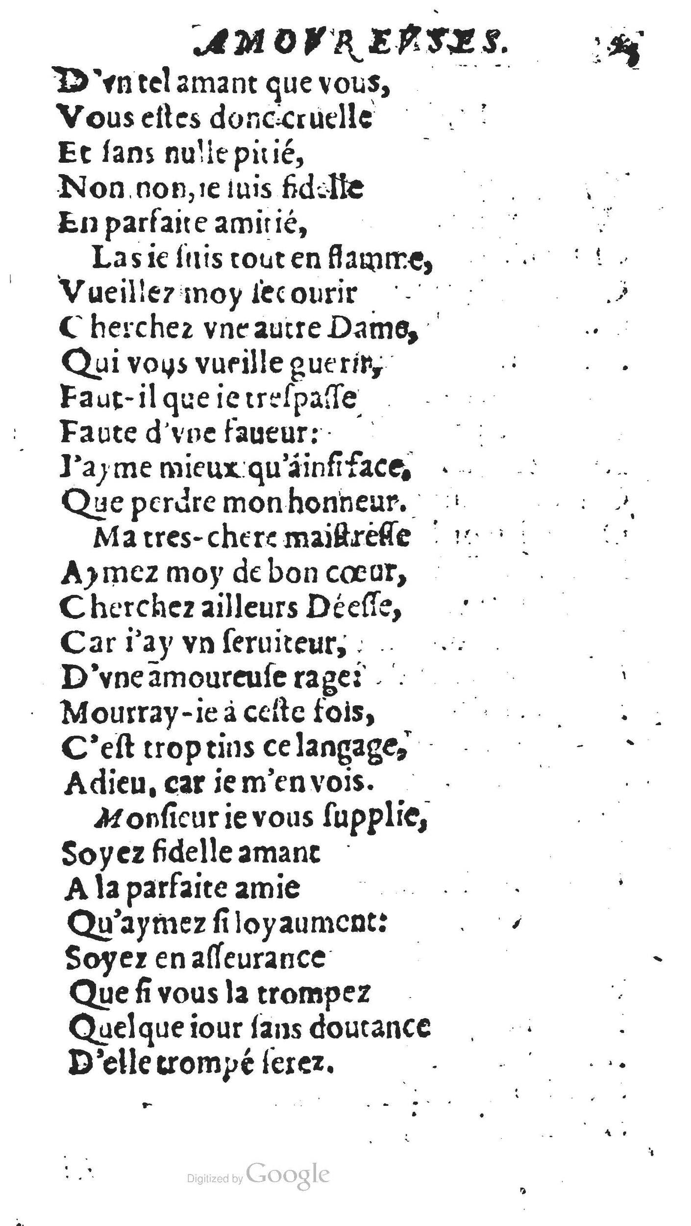 1606 - Théodore Reinsart - Trésor des chansons amoureuses recueillies des plus excellents airs de cour - Livre II - NK ČR Prague