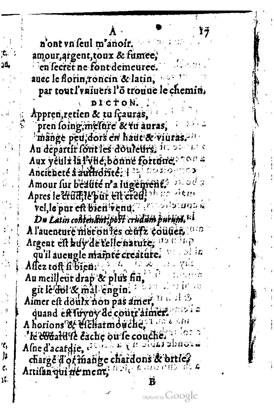 1582 - Nicolas Bonfons - Trésor des sentences dorées - BM Lyon
