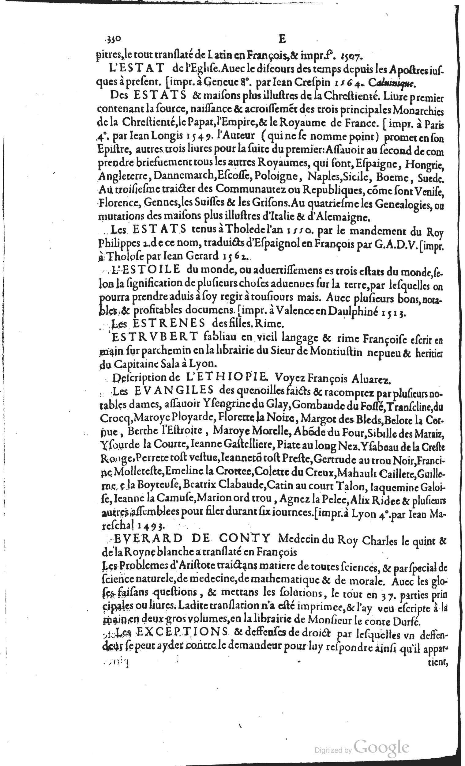1585 - Barthélemy Honorat - Bibliothèques françaises - BSB Munich