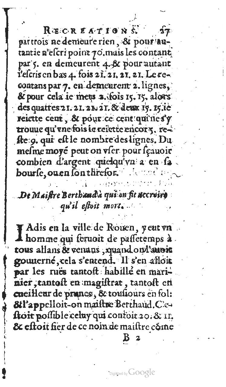 1627 - Jean Delamare - Trésor des récréations - BSB Munich