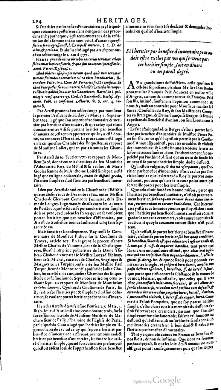 1629 - Veuve Nicolas Buon - Trésor du droit français (21754 T. 2) - BM Lyon