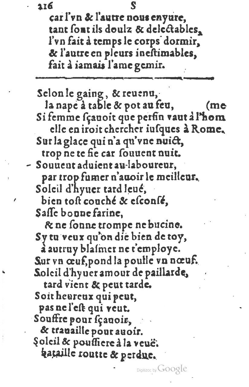 1581 - Nicolas Bonfons  - Trésor des sentences dorées - Princeton