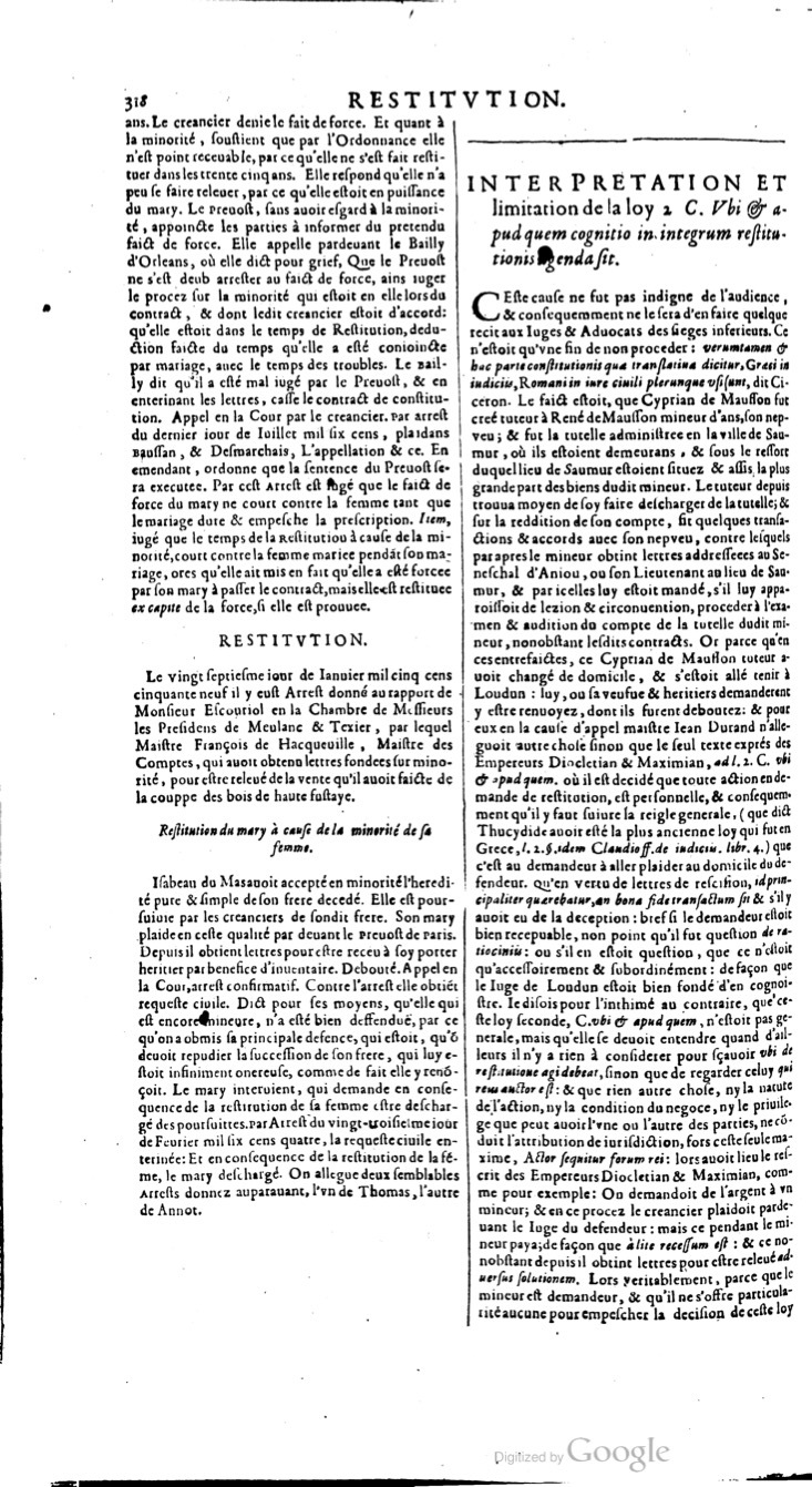 1629 - Veuve Nicolas Buon - Trésor du droit français (21754 T. 3) - BM Lyon