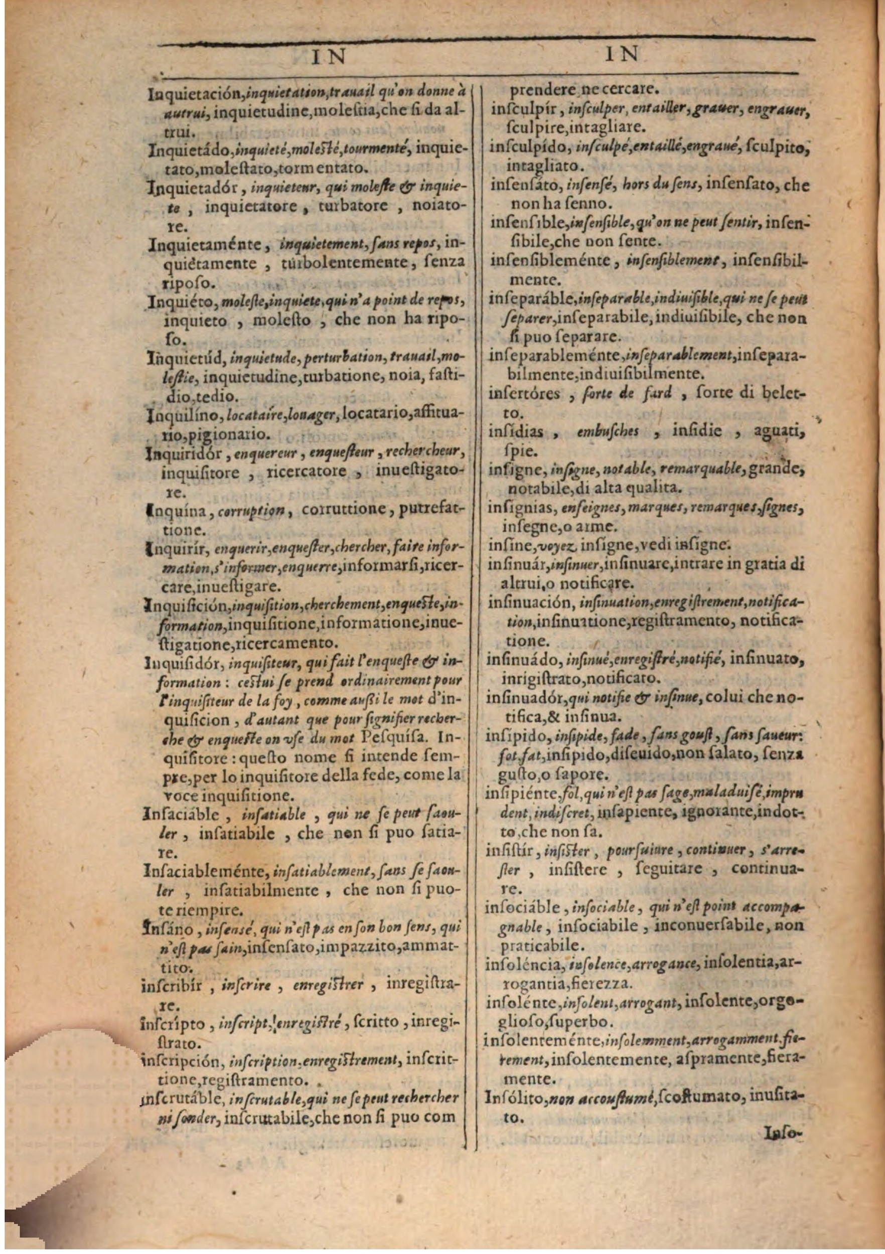 1609 - Philippe Albert et Alexandre Pernet - Trésor des trois langues française, italienne et espagnole (Première partie) - BSB Munich 1609 - Philippe Albert et Alexandre Pernet - Trésor des trois langues française, italienne et espagnole (Première partie) - BSB Munich