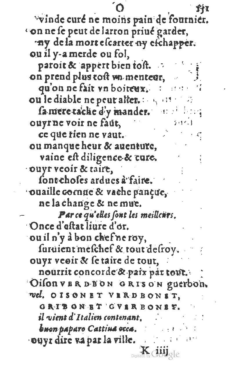 1581 - Nicolas Bonfons  - Trésor des sentences dorées - Princeton
