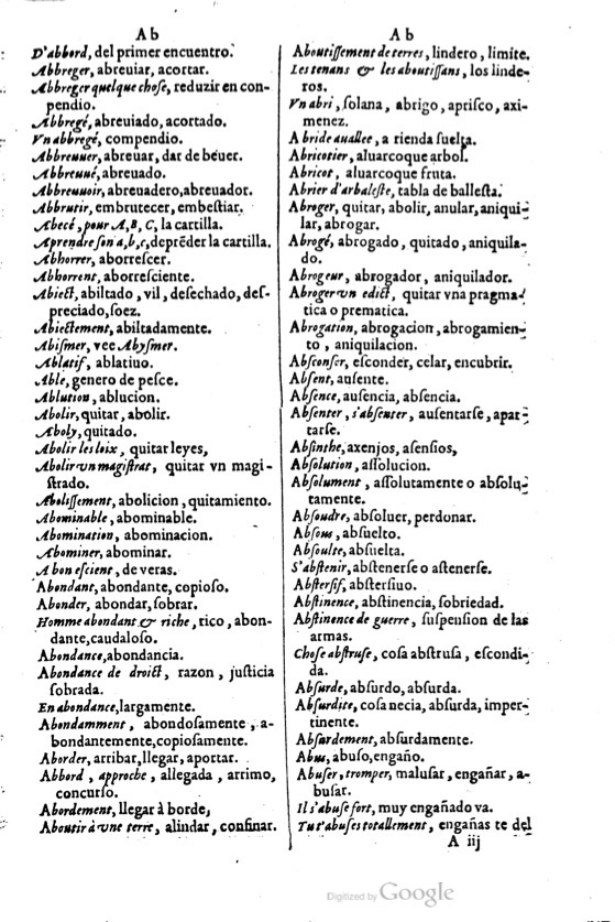 1621 - Adrian Tiffaine - Trésor des deux langues espagnole et française - BM Lyon