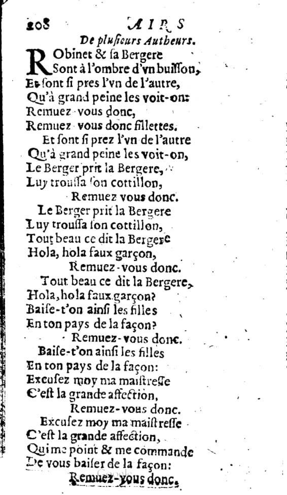 1606 - Théodore Reinsart - Trésor des chansons amoureuses recueillies des plus excellents airs de cour - Livre I - NK ČR Prague