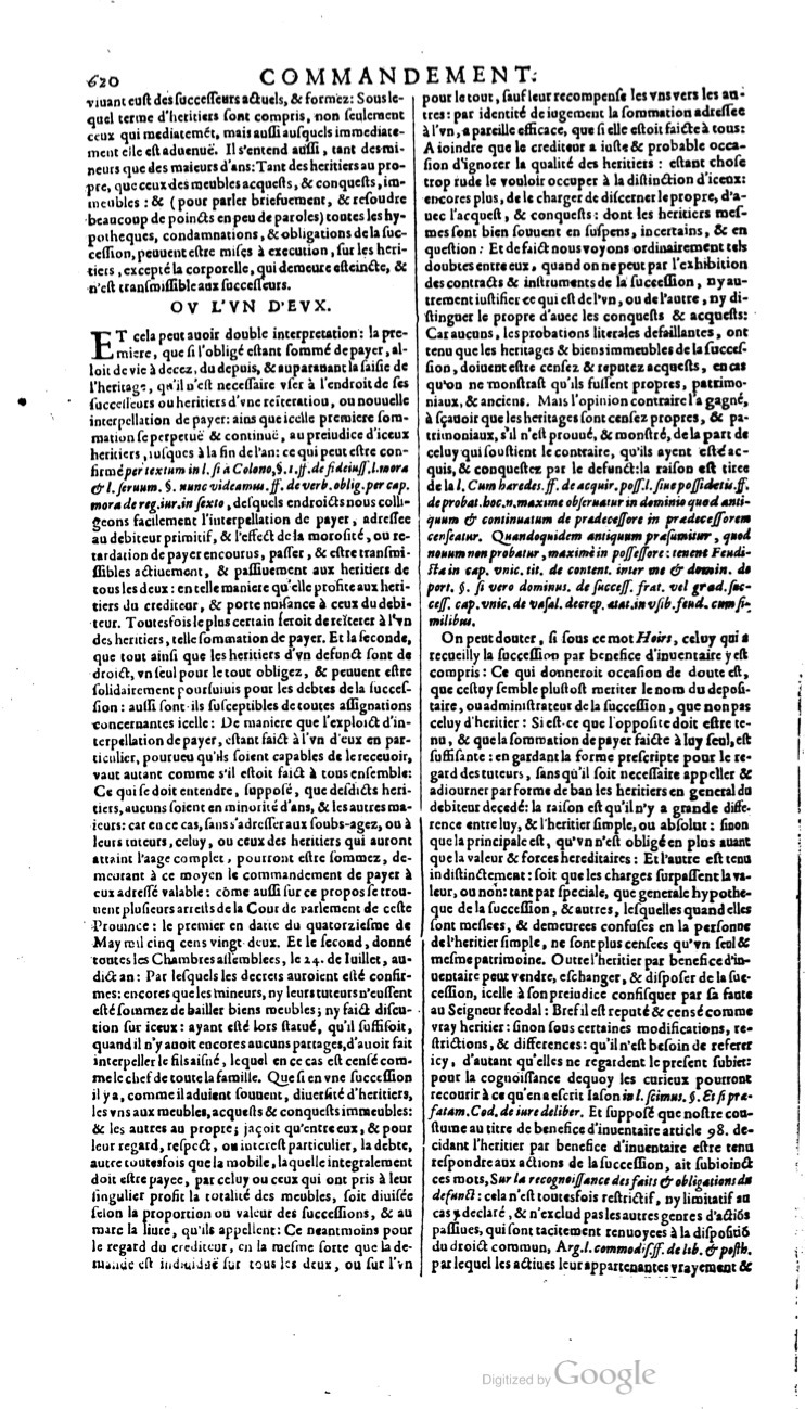 1629 - Veuve Nicolas Buon - Trésor du droit français (21754 T. 1) - BM Lyon