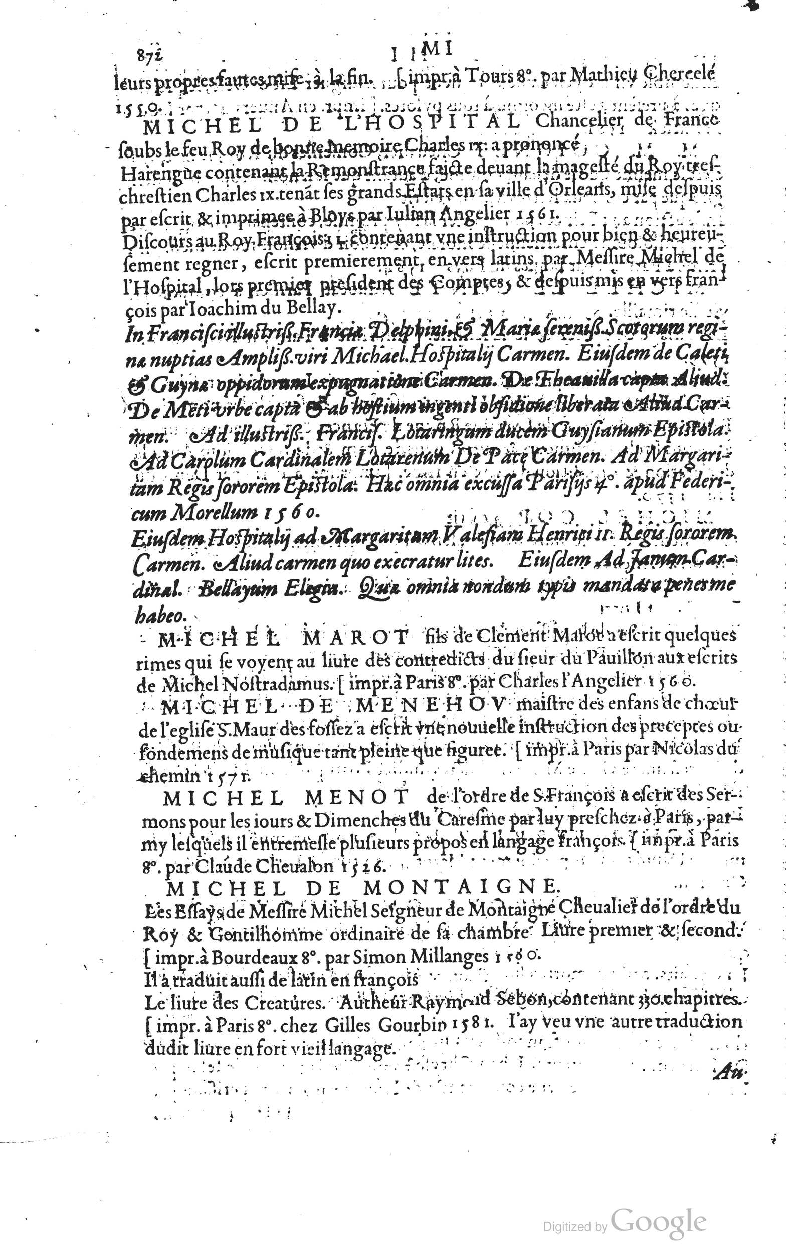 1585 - Barthélemy Honorat - Bibliothèques françaises - BSB Munich