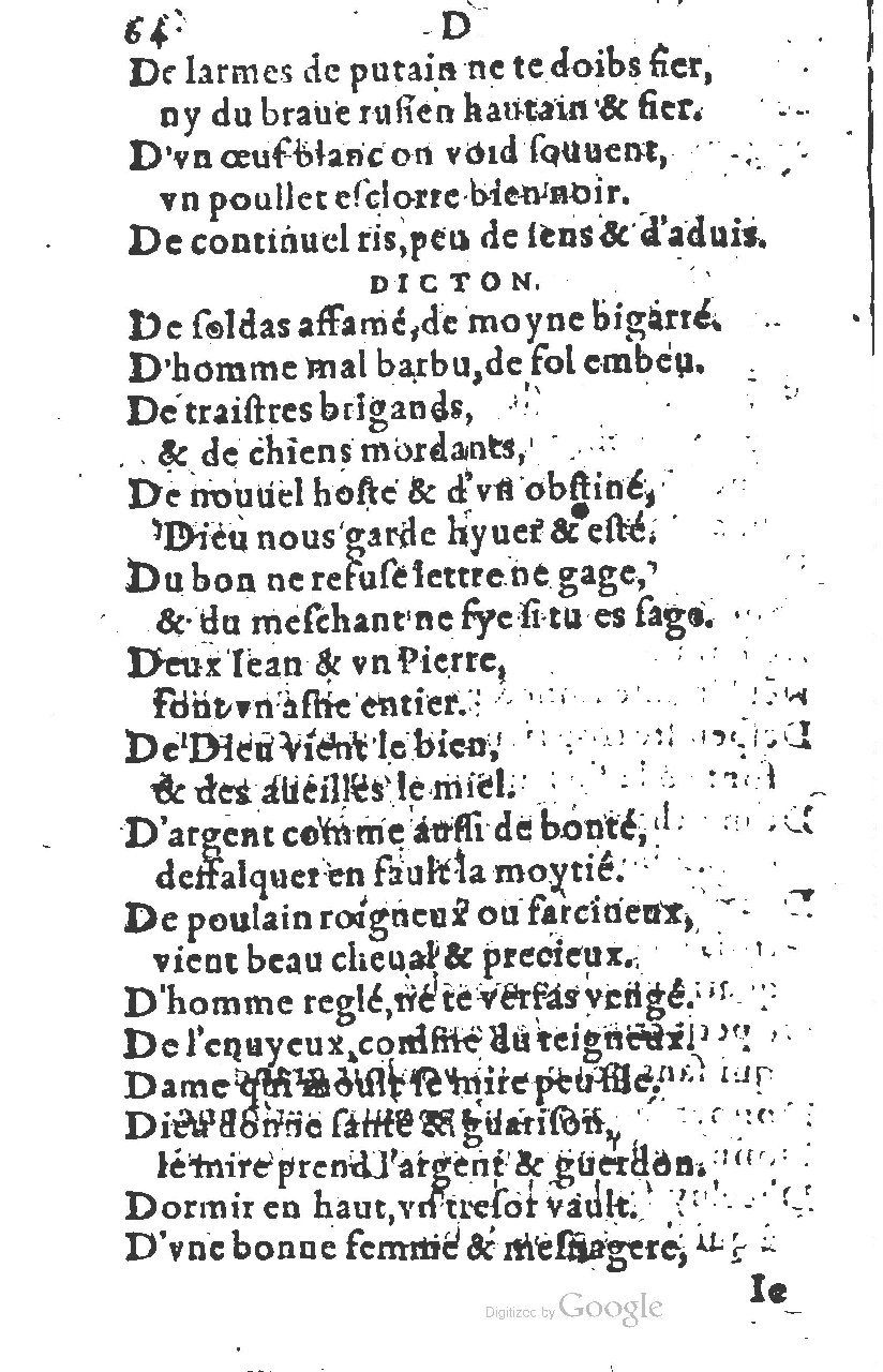 1581 - Nicolas Bonfons  - Trésor des sentences dorées - Princeton