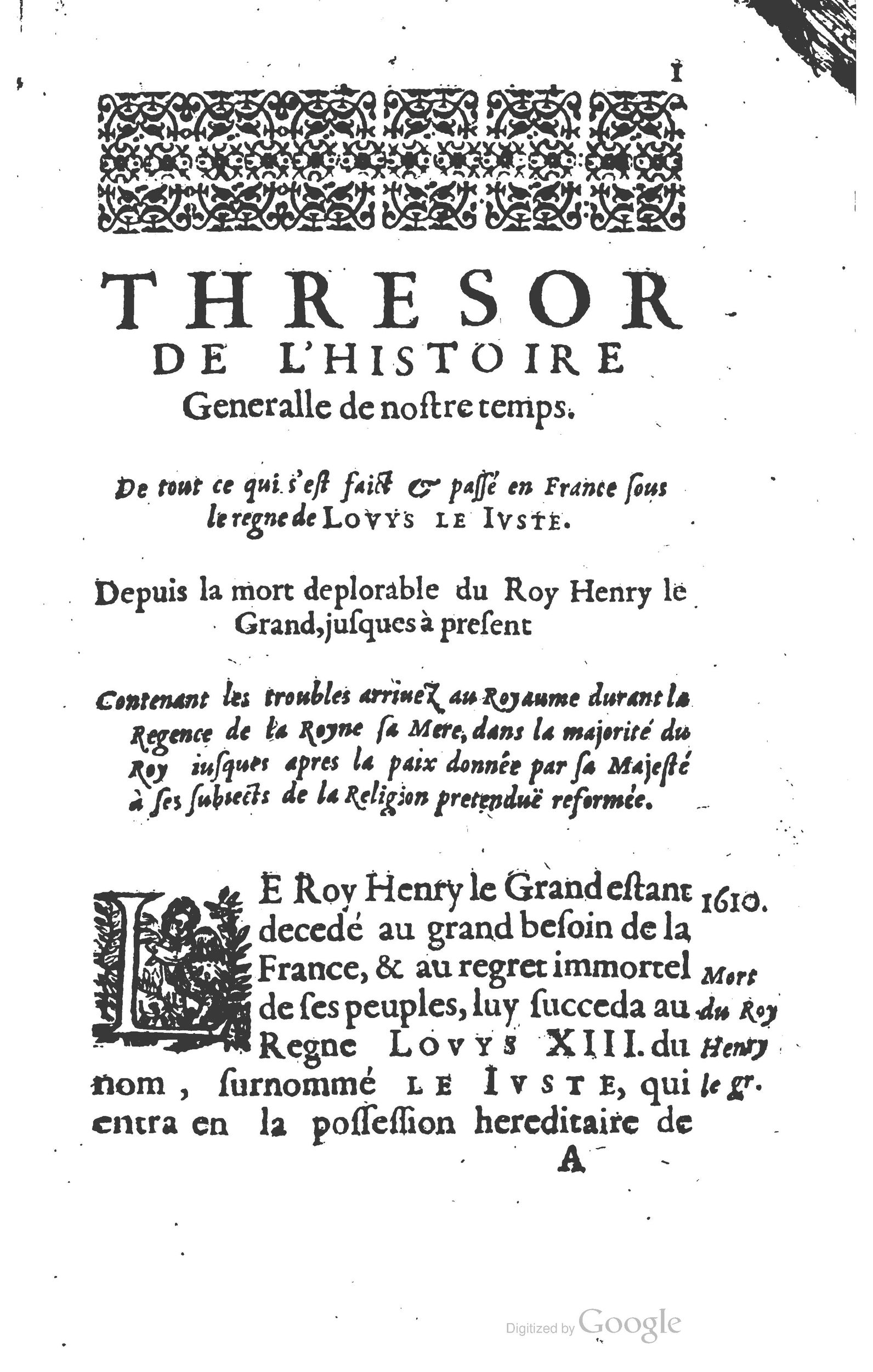 1624 - Joseph Bouillerot - Trésor de l’histoire générale de notre temps - BM Lyon 1624 - Joseph Bouillerot - Trésor de l’histoire générale de notre temps - BM Lyon