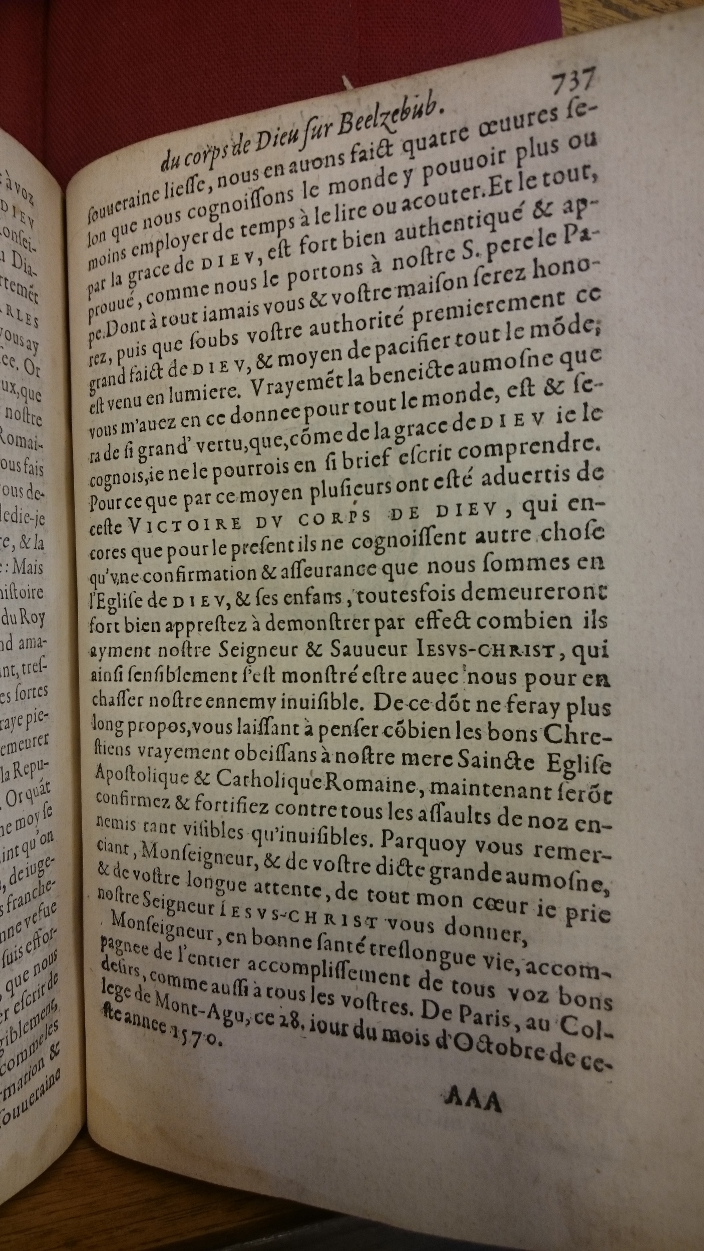 1578 - Nicolas Chesneau - Trésor et entière histoire de la triomphante victoire du corps de Dieu sur l’esprit malin - BM Lyon
