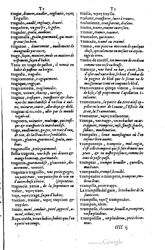 1621 - Adrian Tiffaine - Trésor des deux langues espagnole et française - BM Lyon