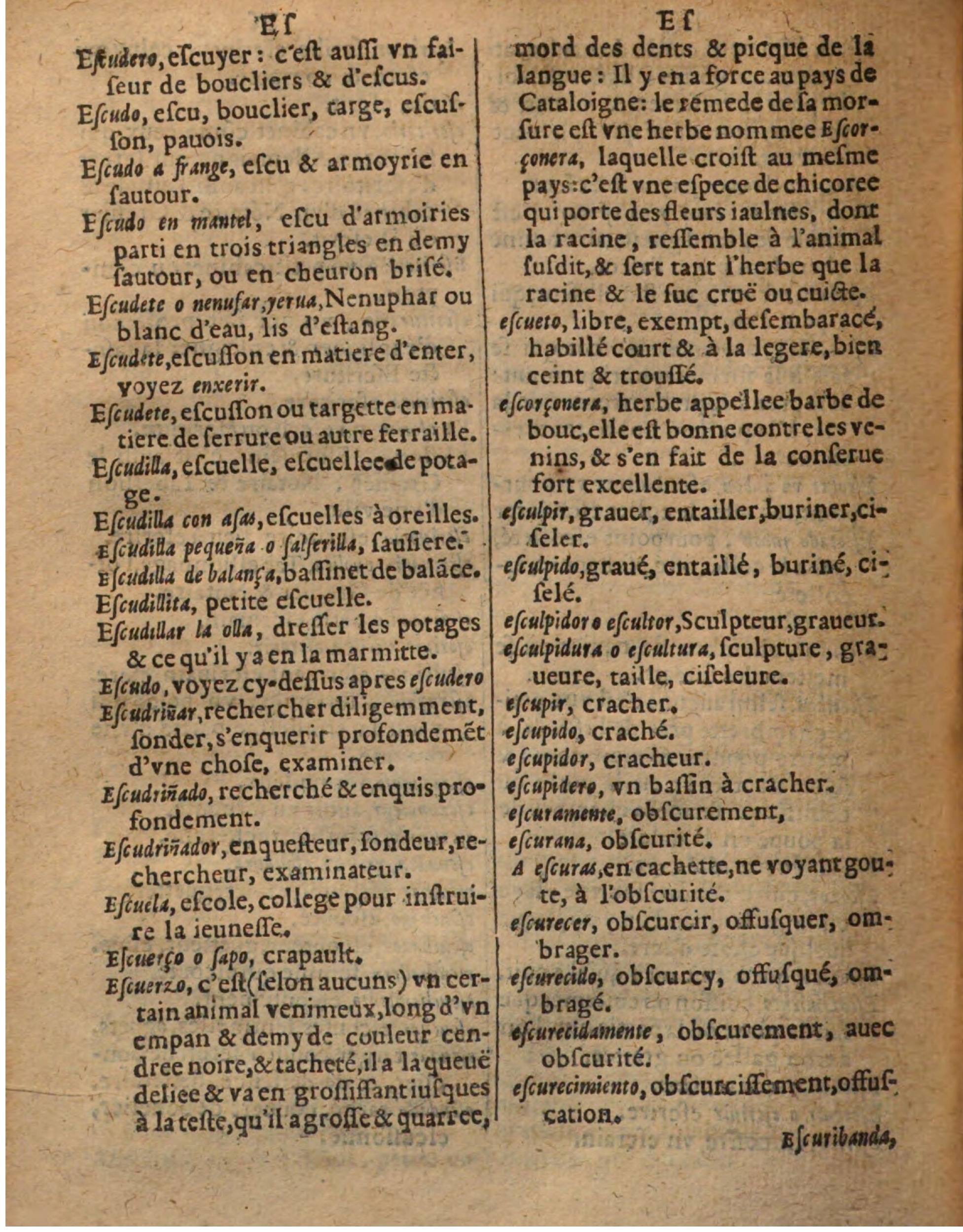 1625 - Hubert Antoine - Trésor des deux langues espagnole et française - Augsbourg