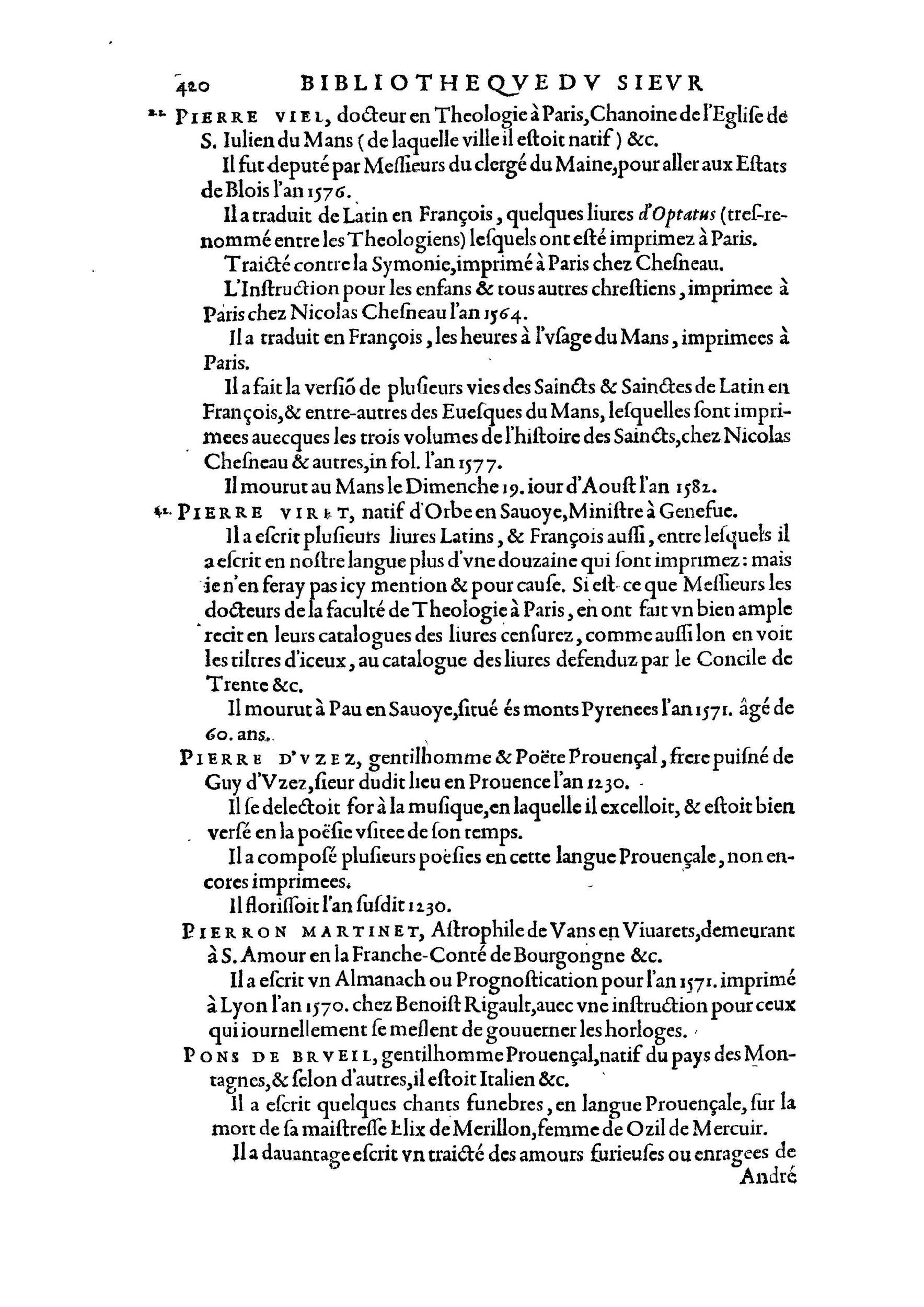 1584 - Abel L&#039;Angelier - Bibliothèques françaises - BnF
