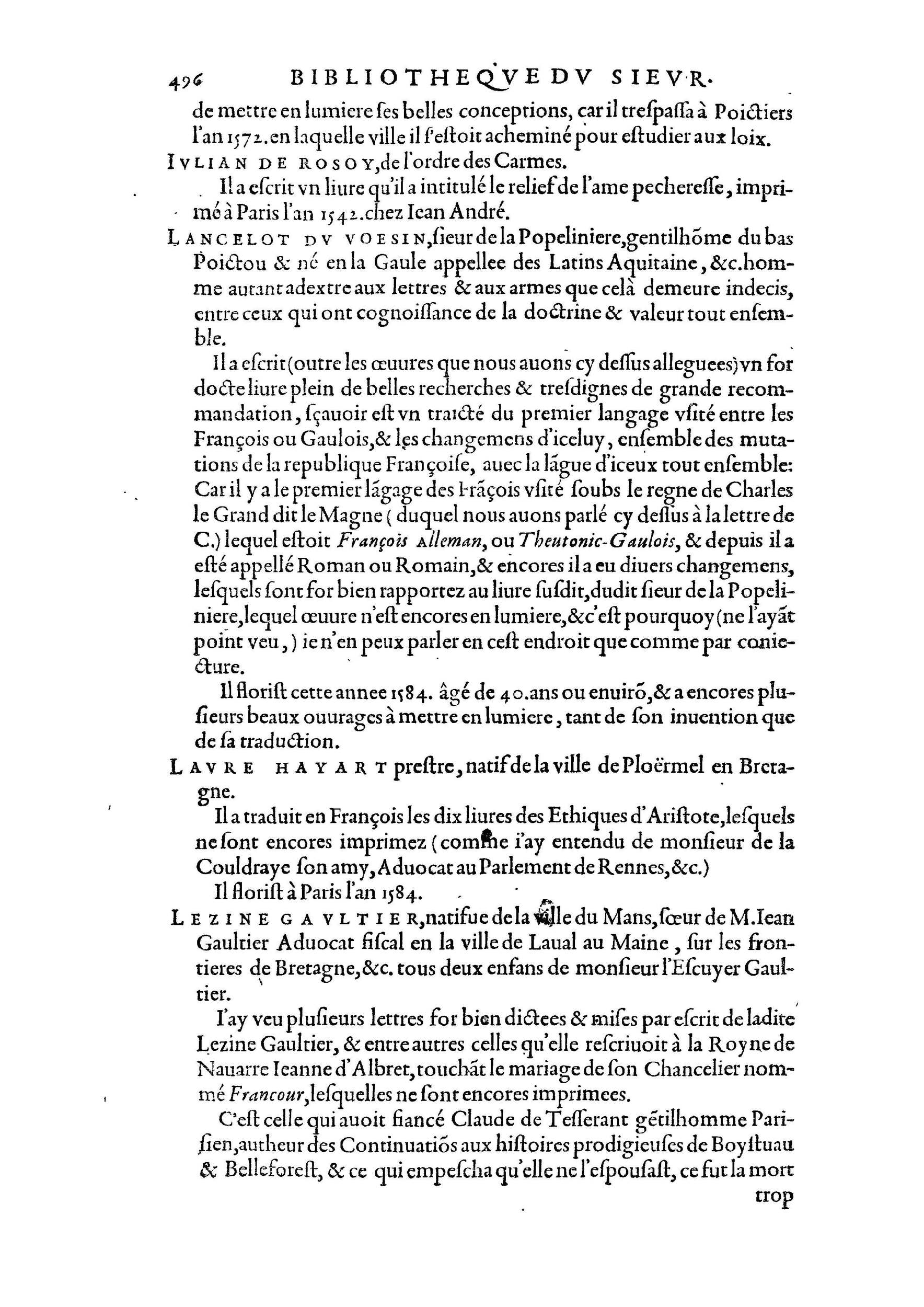 1584 - Abel L&#039;Angelier - Bibliothèques françaises - BnF