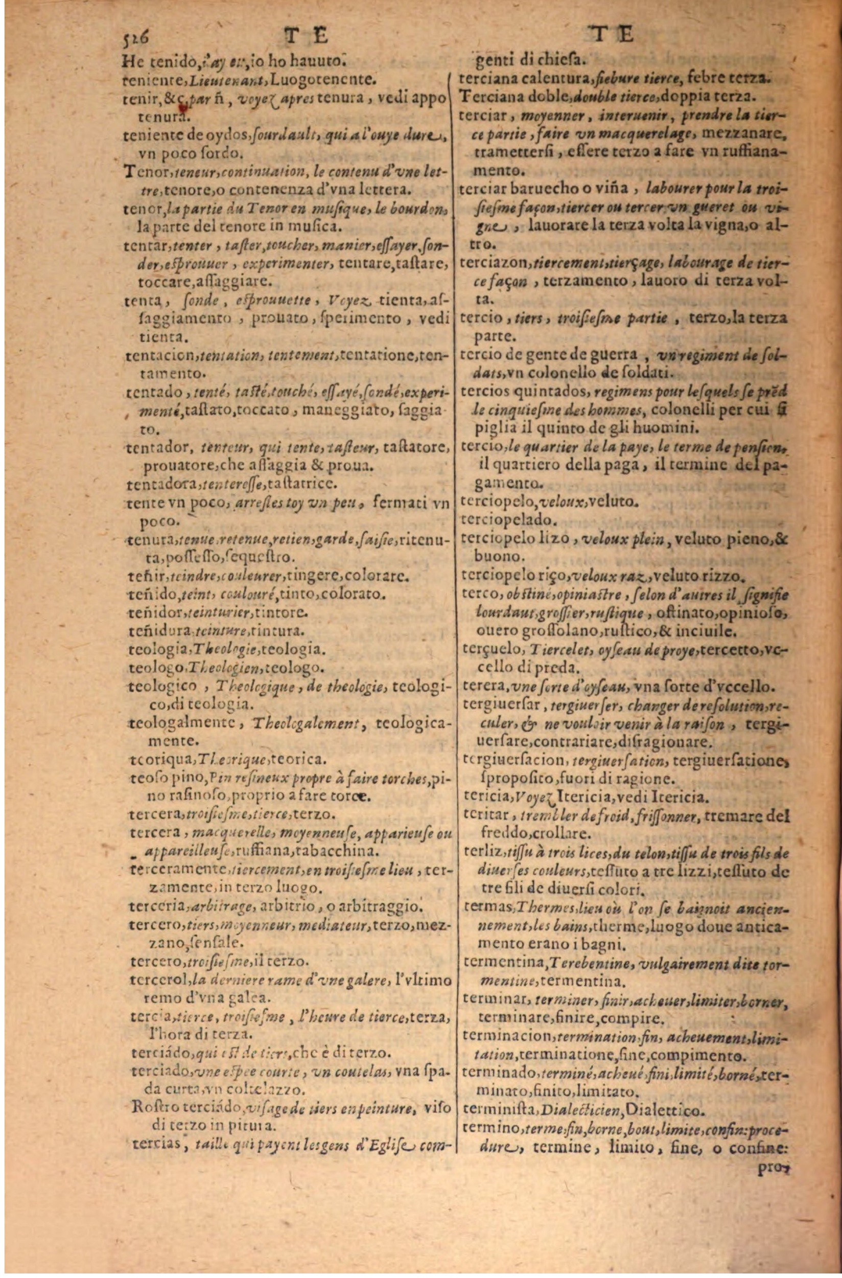 1606 - Samuel Crespin - Thresor des trois langues, francoise, italiene et espagnolle - BSB Munich