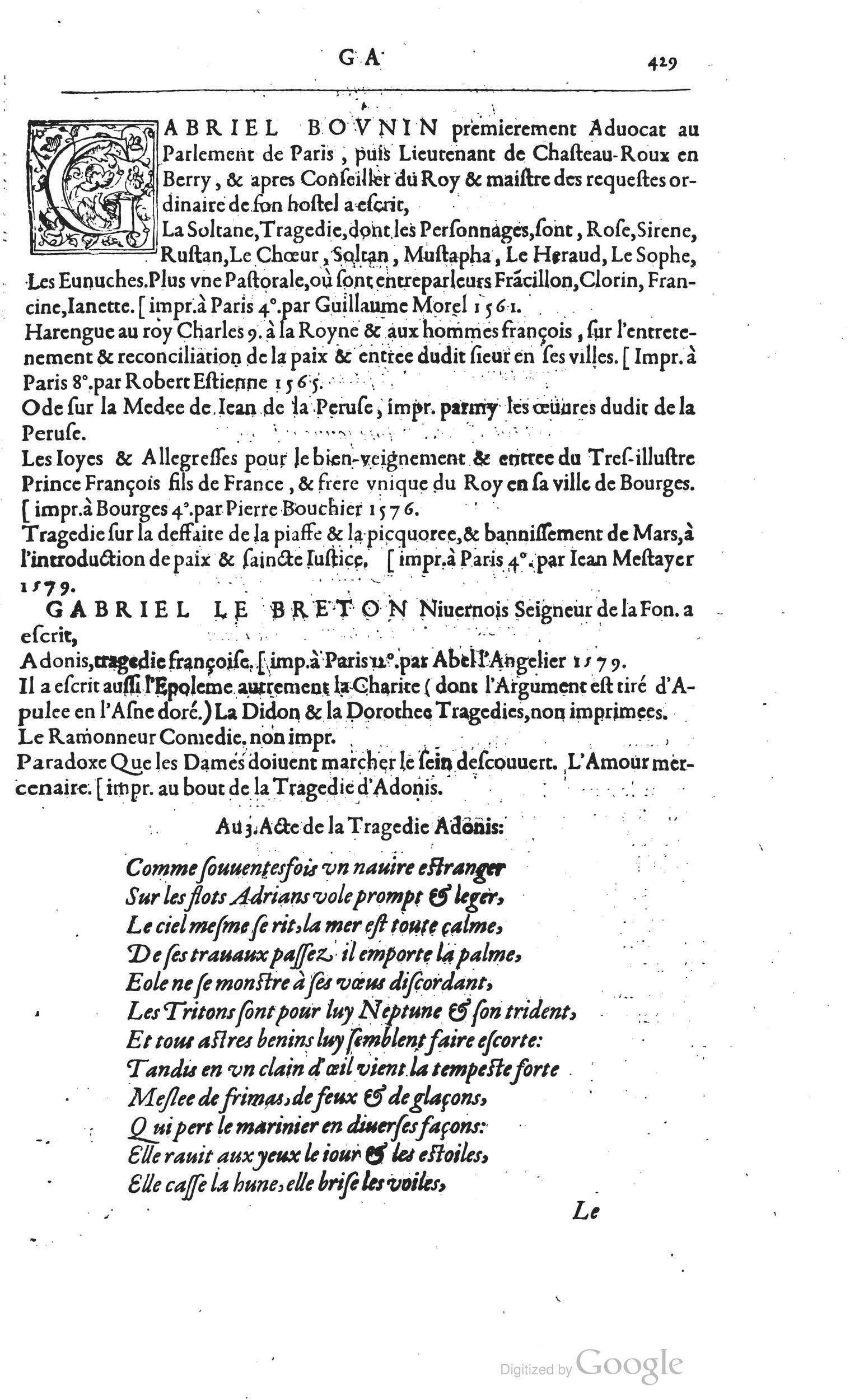 1585 - Barthélemy Honorat - Bibliothèques françaises - BSB Munich