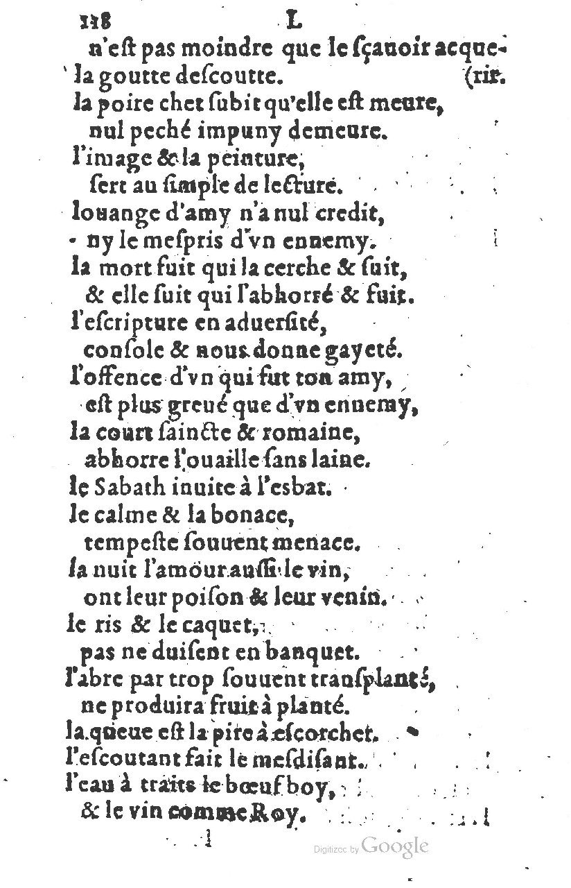 1581 - Nicolas Bonfons - Trésor des sentences dorées - Princeton 1581 - Nicolas Bonfons - Trésor des sentences dorées - Princeton