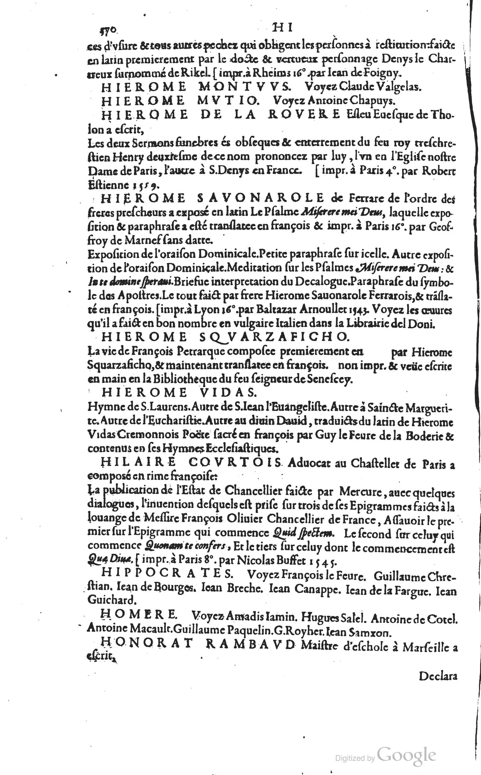 1585 - Barthélemy Honorat - Bibliothèques françaises - BSB Munich