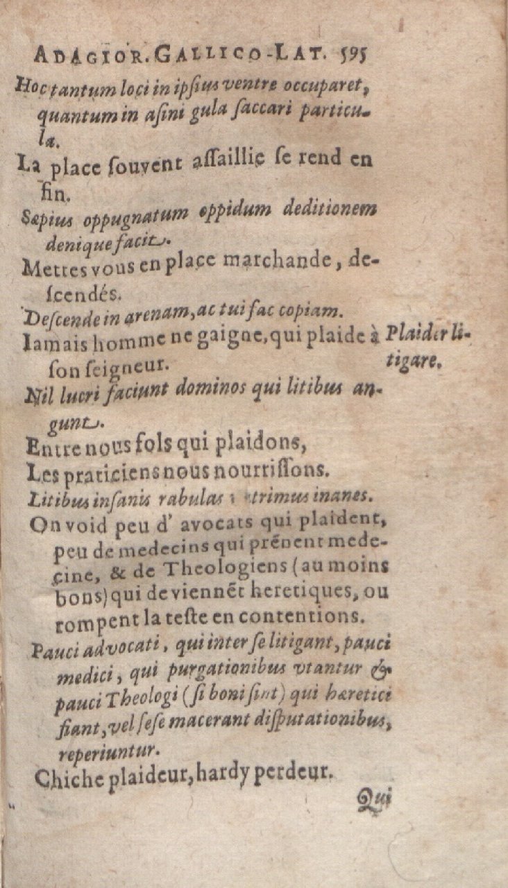 1612 - Dominicus Custos - Trésor des proverbes français  - Bibliopol-Olomuc