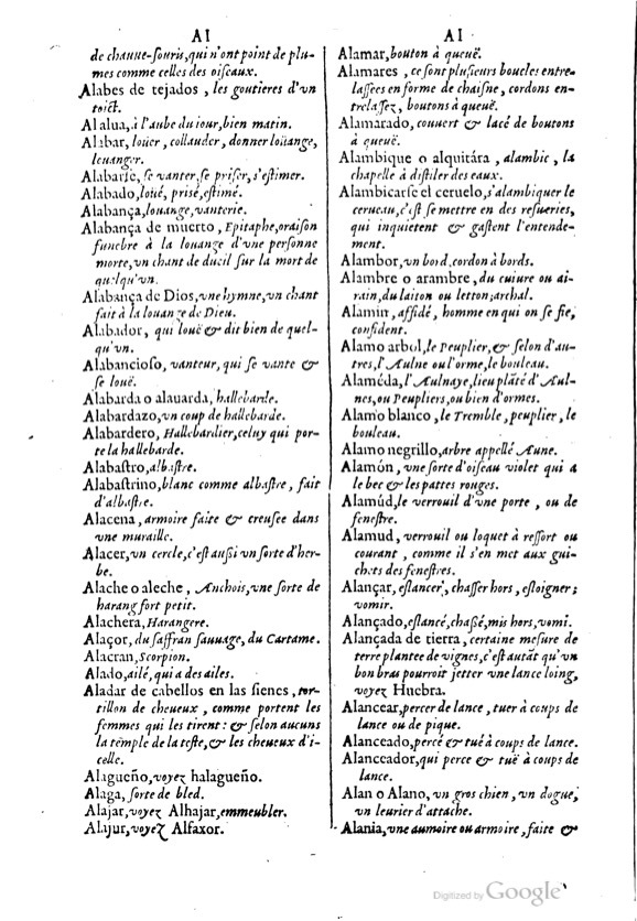 1621 - Adrian Tiffaine - Trésor des deux langues espagnole et française - BM Lyon