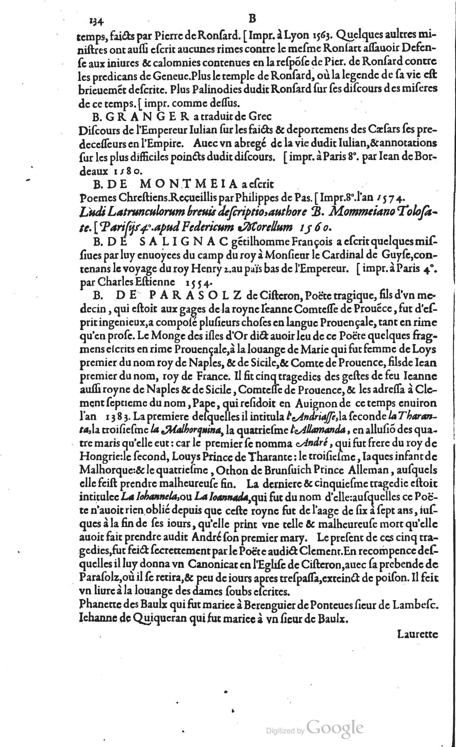 1585 - Barthélemy Honorat - Bibliothèques françaises - BSB Munich