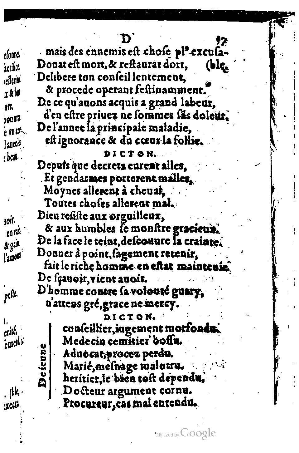 1582 - Nicolas Bonfons - Trésor des sentences dorées - BM Lyon