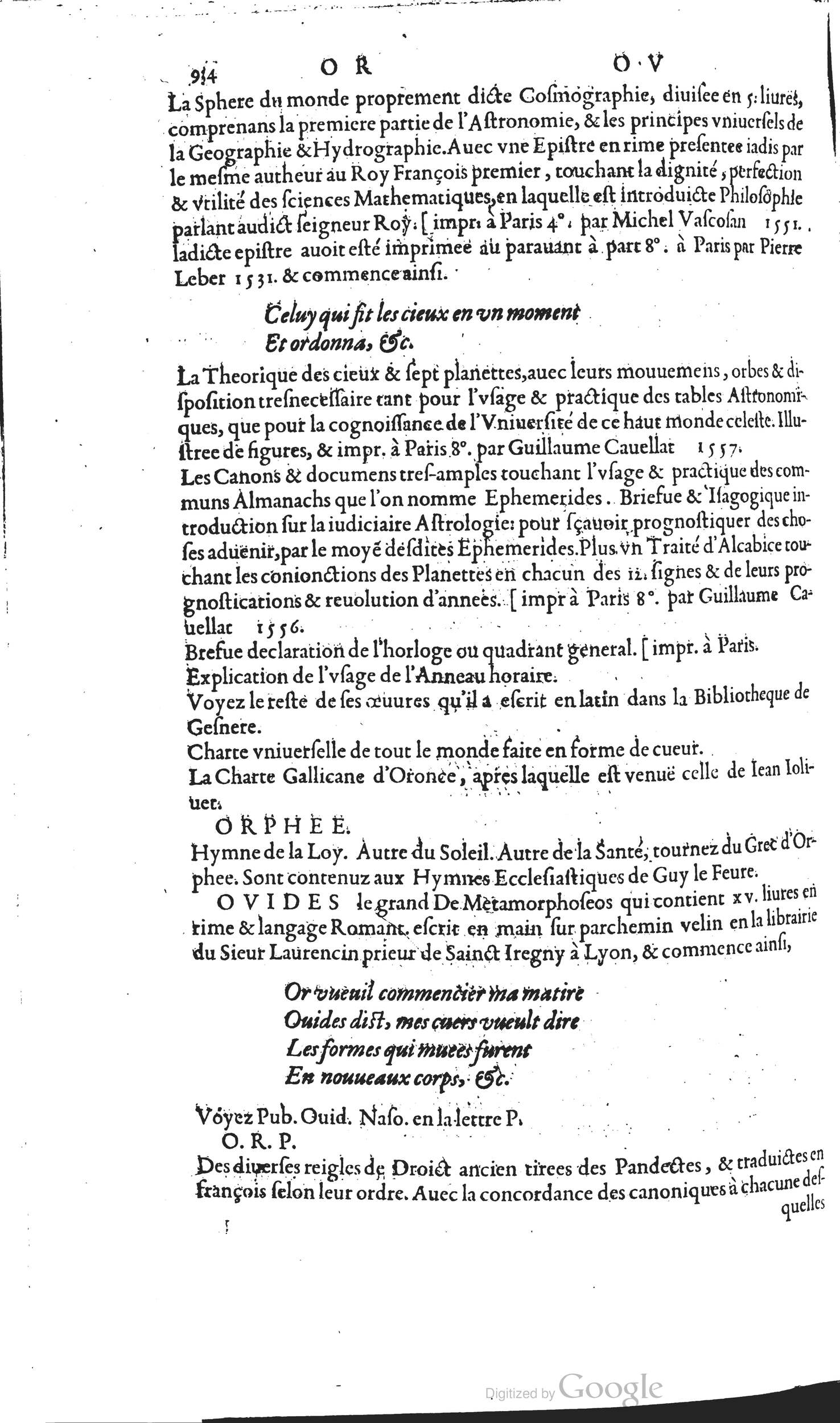 1585 - Barthélemy Honorat - Bibliothèques françaises - BSB Munich