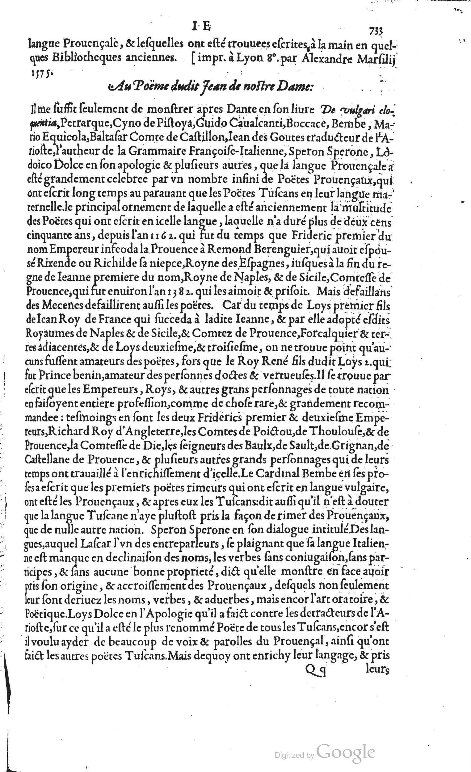 1585 - Barthélemy Honorat - Bibliothèques françaises - BSB Munich